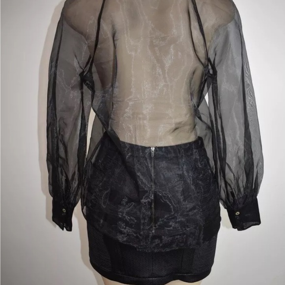 Marciano Guess Black Sheer Taffeta top- Size Small - Picture 10 of 11